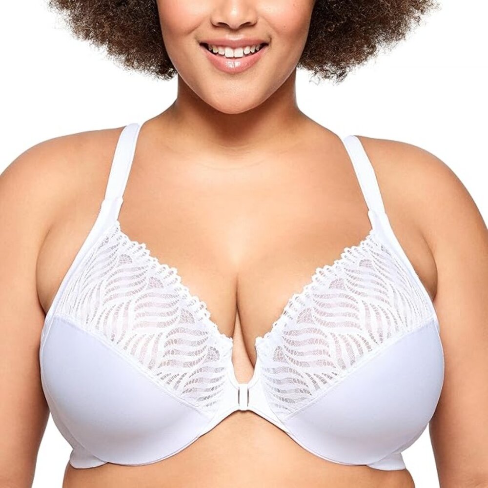 Glamorise Women's Plus Size Front-Close T-Back Wonderwire Underwire 48D NWOT